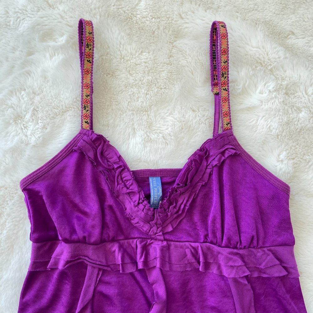Free People Purple Ruffle Tank Top - Picture 3 of 8